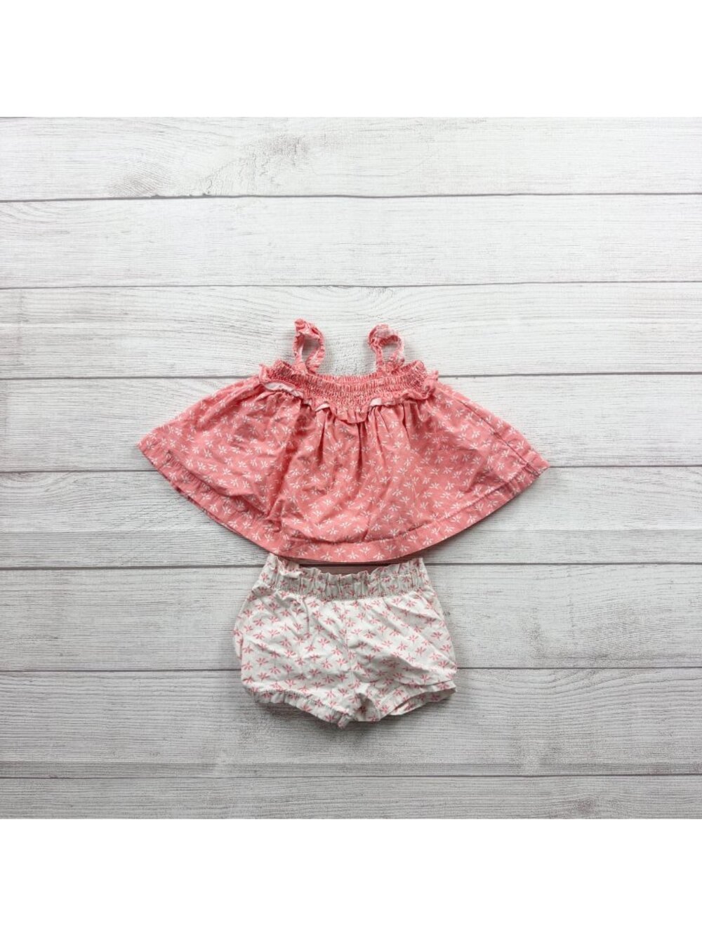 Carter’s Baby Girl Two Piece Pink Floral Dress Bloomers Lightweight 6-9 Months